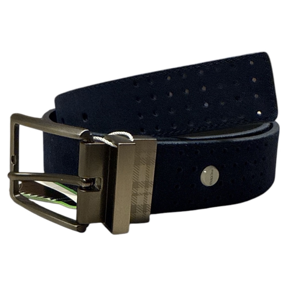 Awesome navy nubuck and black leather reversible Boconi belt 32 NEW!